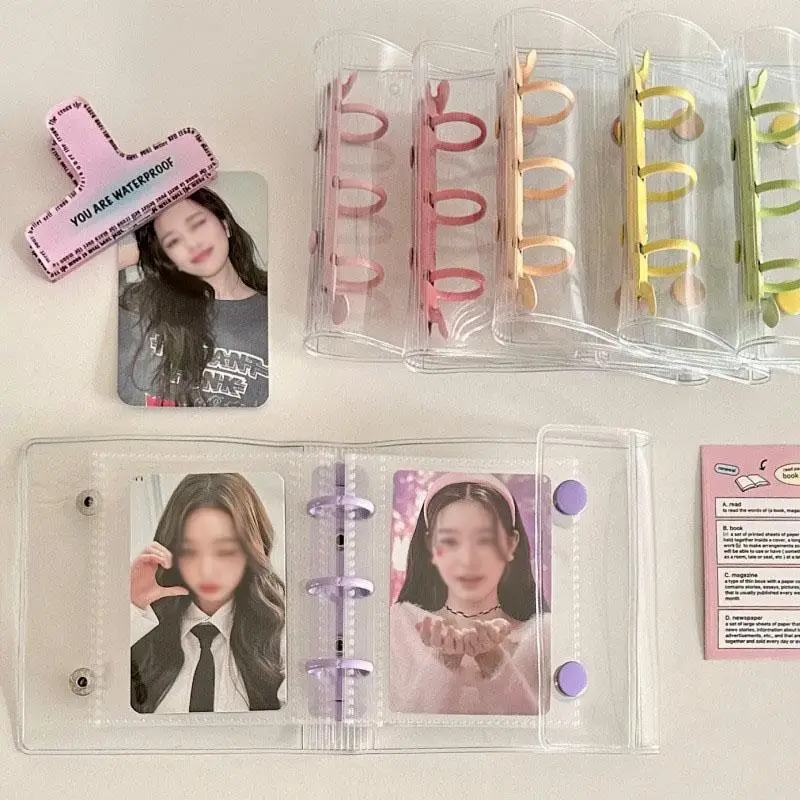 1set 3inch Transparent Photo Card Binder Kpop Mini Photo Album Idol Photocard Holder Loose-leaf Idol Card Protector Book