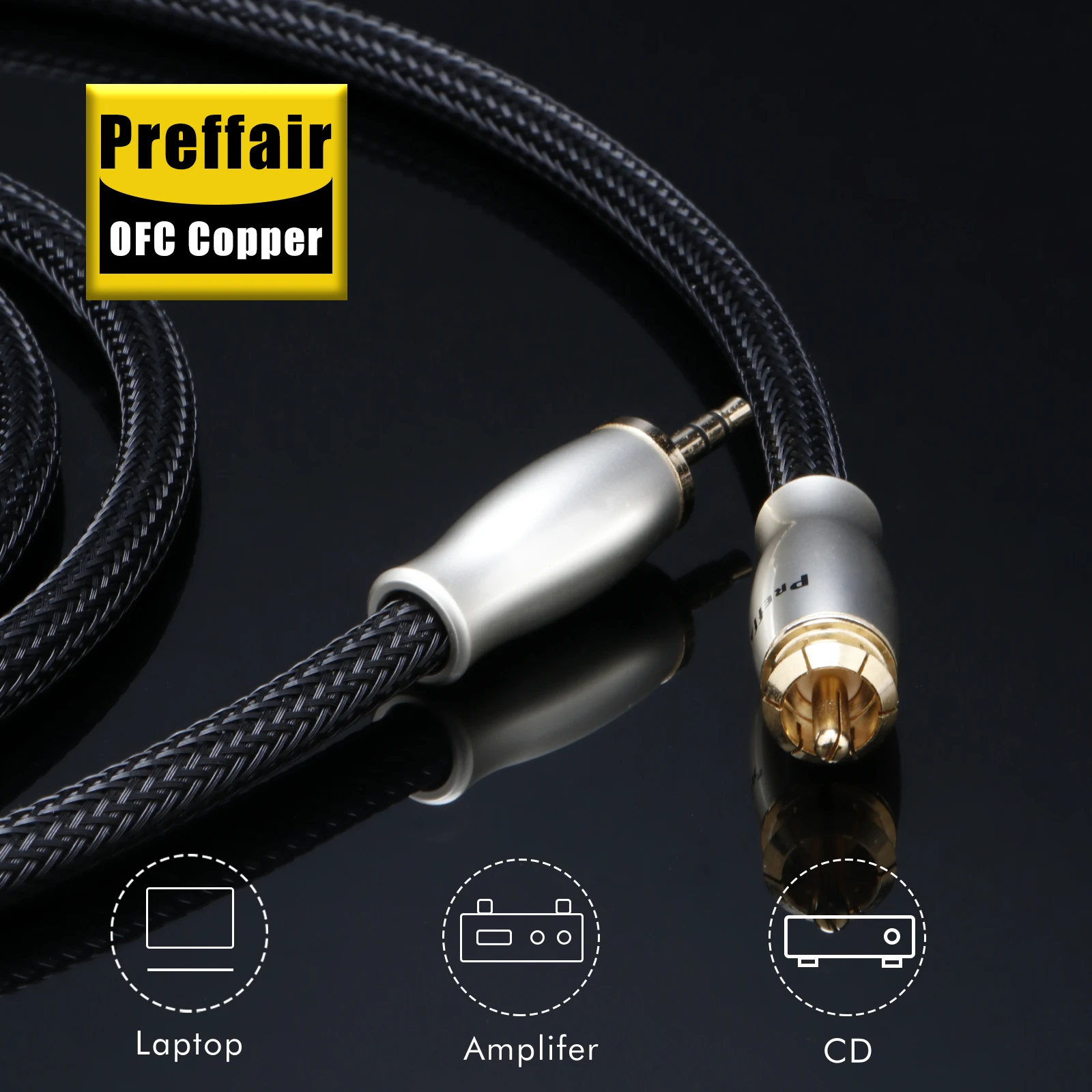 Preffair 1 قطعة 3.5 مللي متر إلى RCA كابل الصوت HiFi ستيريو AUX 3.5 مللي متر 3Pin جاك لمكبرات الصوت سلك المسرح المنزلي #6