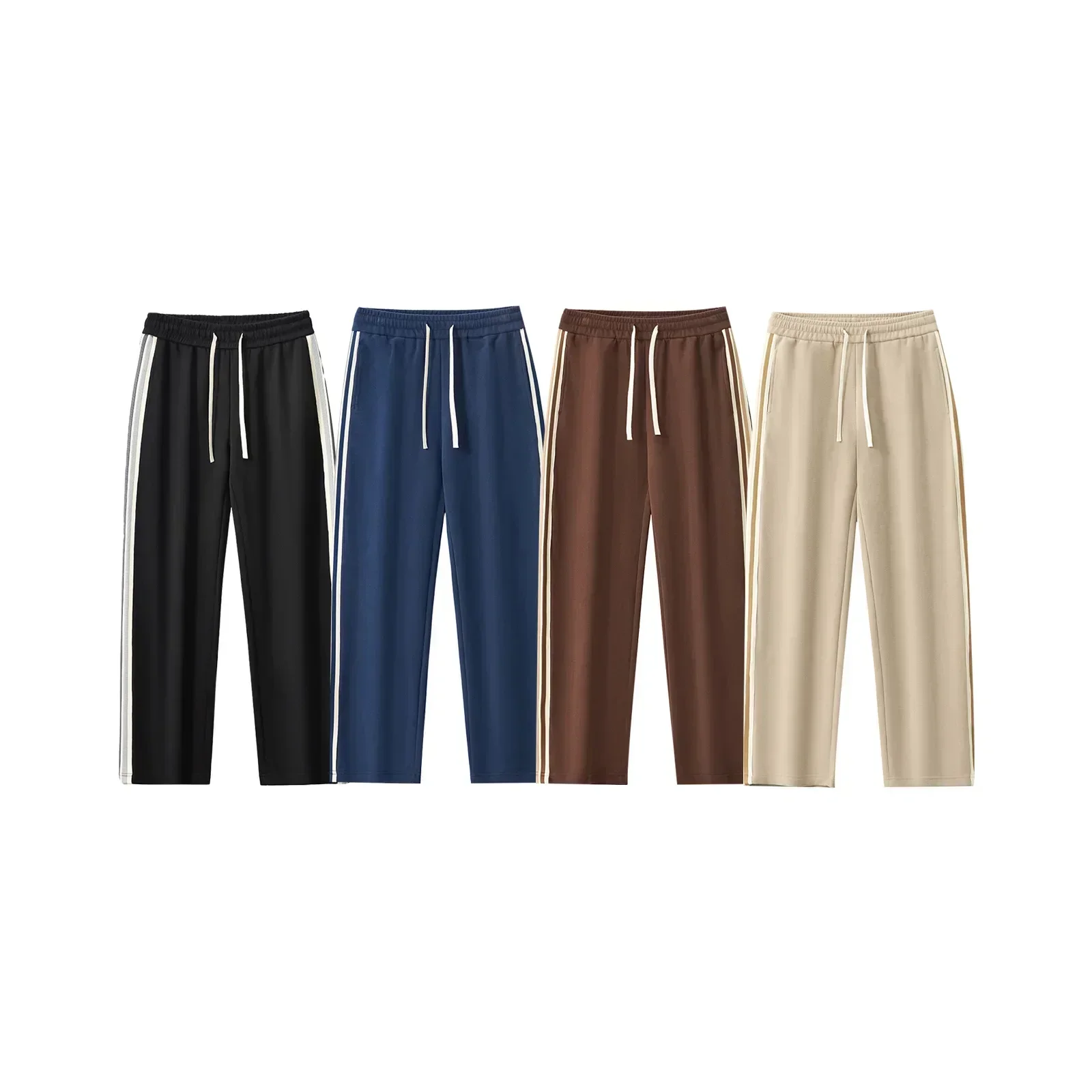 

Men's Clothing | Autumn and Winter Patch Striped Pants Men's 340G Heavy Wide Leg Casual Pants Men's Pants