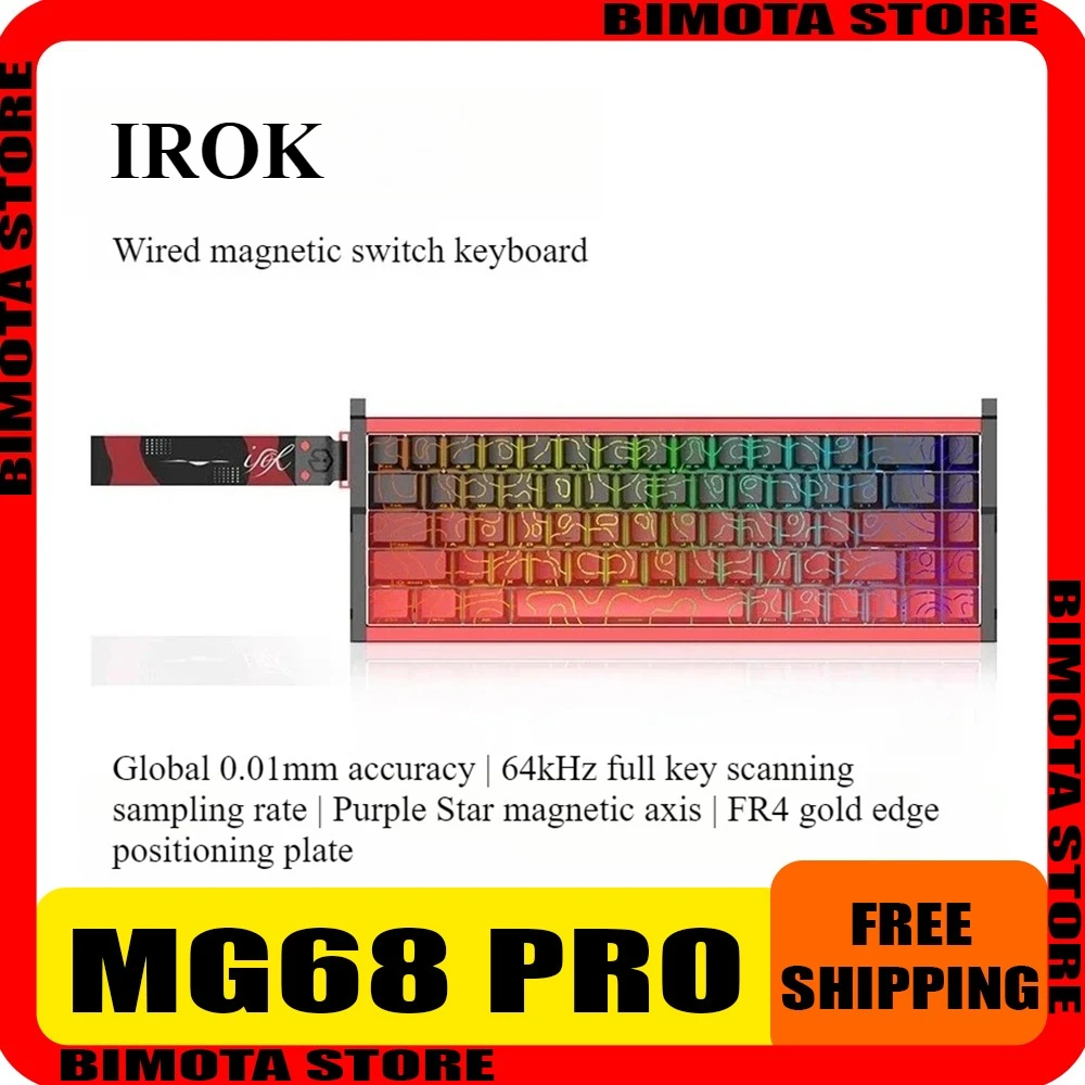 

Irok MG68 Pro/Max Mechanical Aluminum CNC Keyboard Magnetic Switch Hot Swap RGB 8K Keyboard E-Sports Gaming PC Accessories Gifts