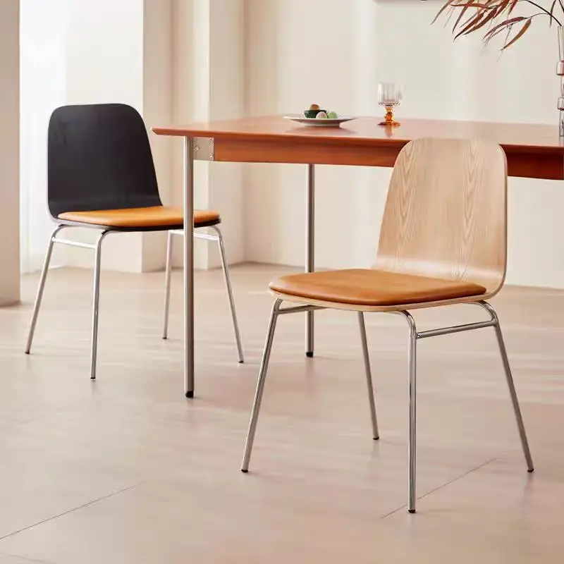 HYS Leather Soft Bag Backrest Antique Dining Chair Cafe Milk Tea Shop, Restaurant, Leisure Home Light Luxury Modern Chair