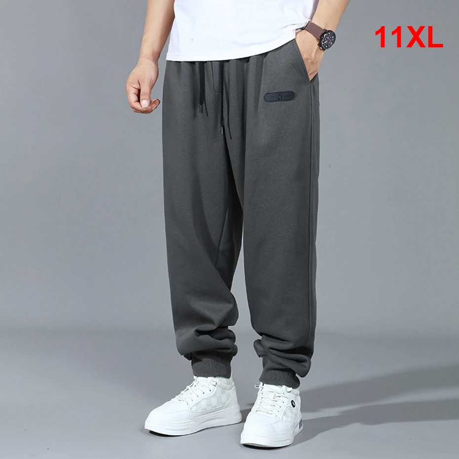 Moletom casual masculino, calça jogger, calça elástica na cintura, calça masculina, moda, grande, 11XL plus size