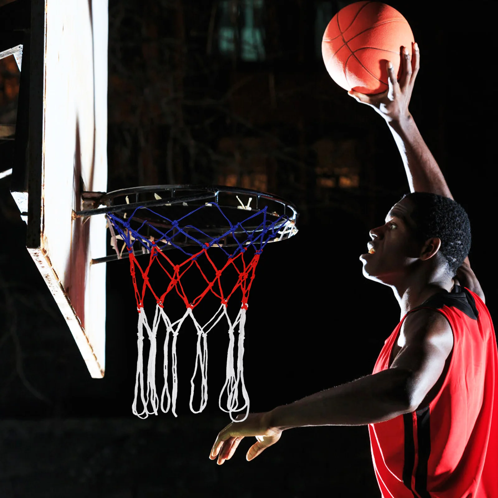 2-teiliges Basketball-Netz-Set aus gewebtem Nylon für den Außenbereich, drinnen, langlebige Reifen, Ersatzzubehör, Übungstrainingszubehör, Schussring