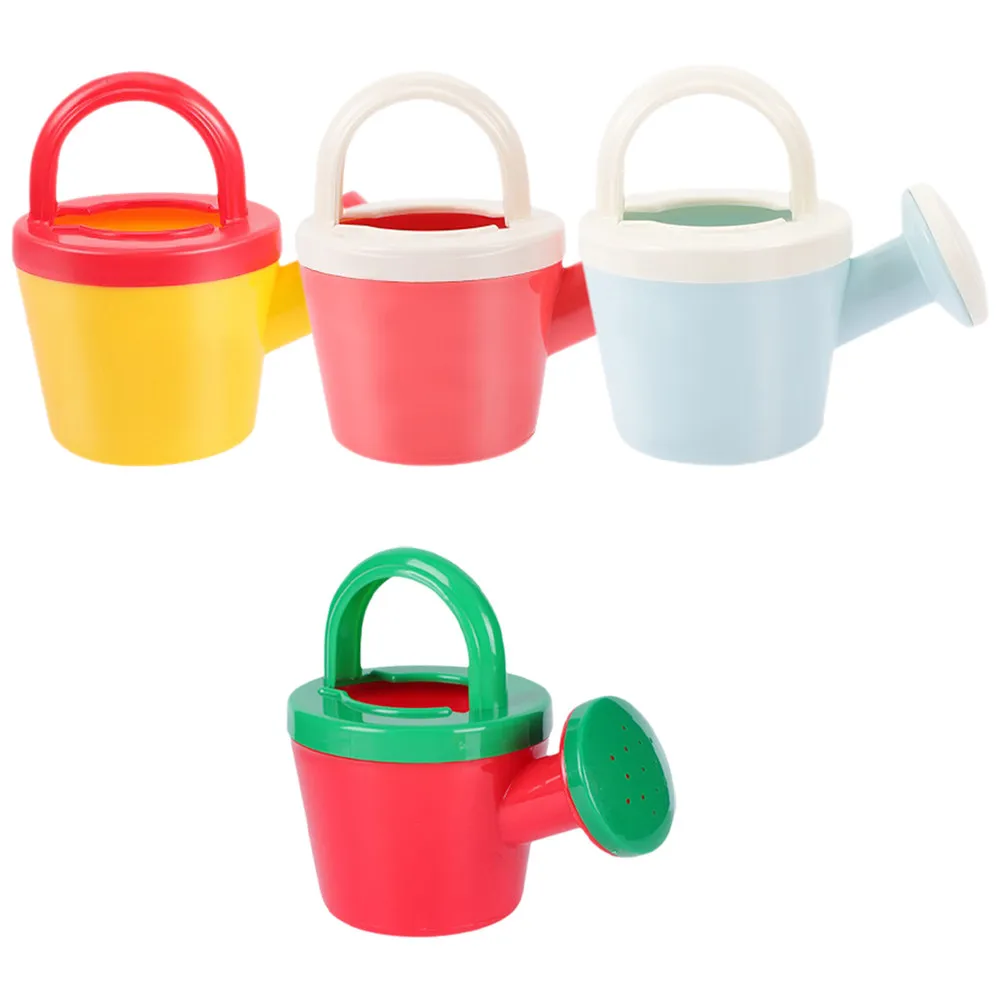 4Pcs Kids Watering Cans Plastic Material Ergonomic Handle Small Lightweight Garden Beach Sand Watering Cans