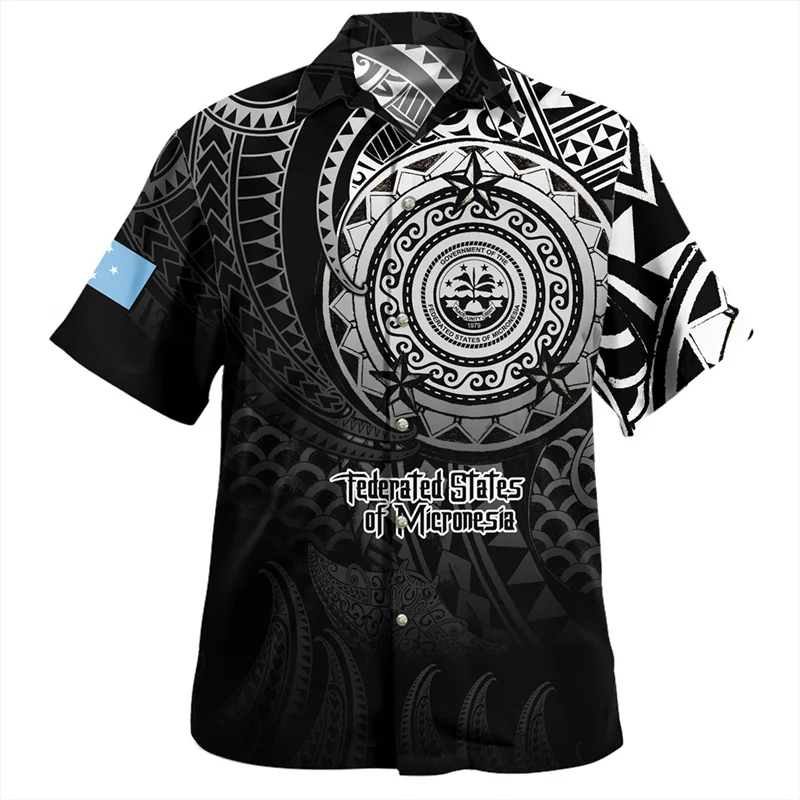 

Harajuku Summer 3D Federated States Of Micronesia Flag Tribal Printing Shirts FSM Coat Of Arm Emblem Printing Short Shirts Tops