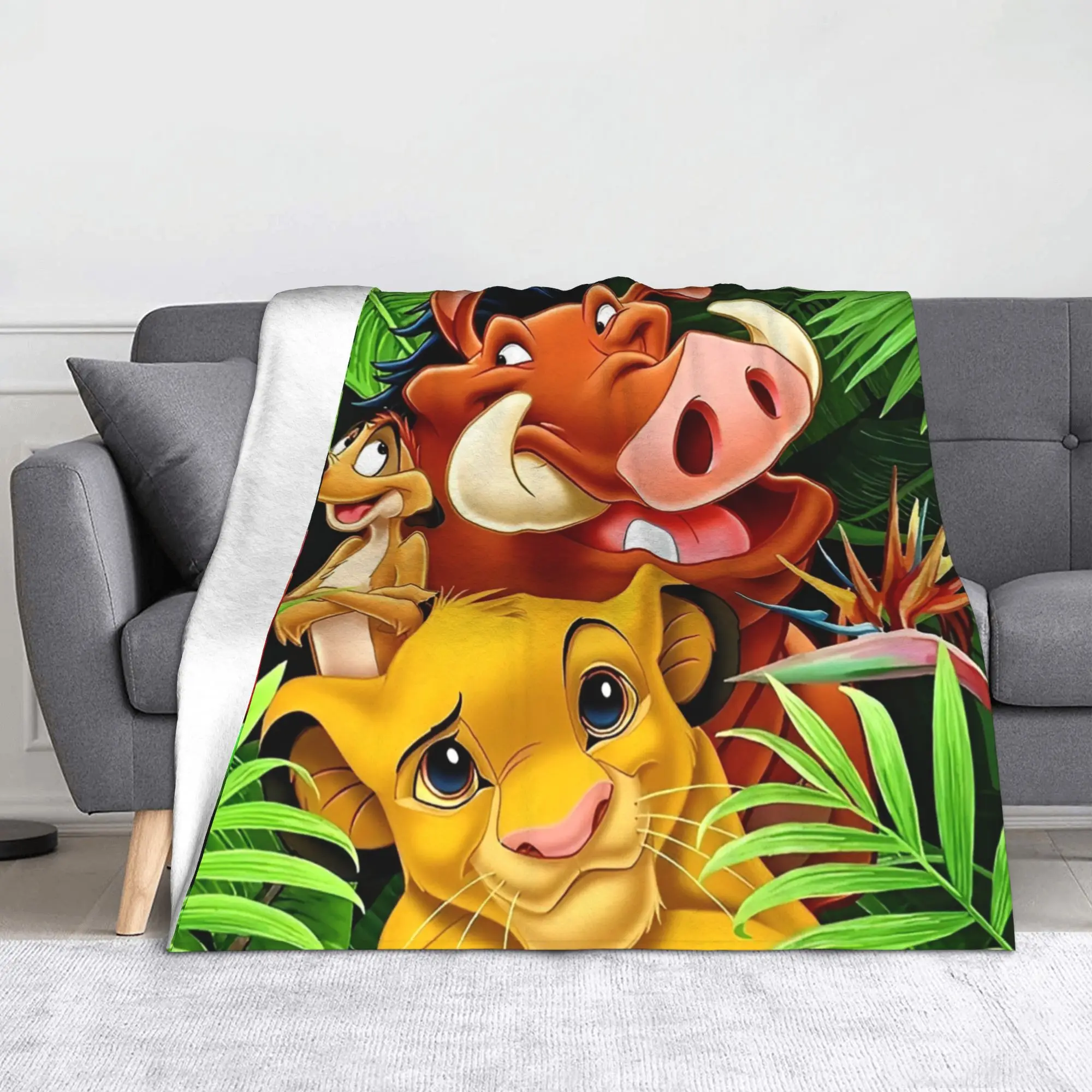 

Lion King Simba Pumbaa Blanket Flannel Textile Decor Breathable Soft Throw Blanket for Home Travel Plush Thin Quilt