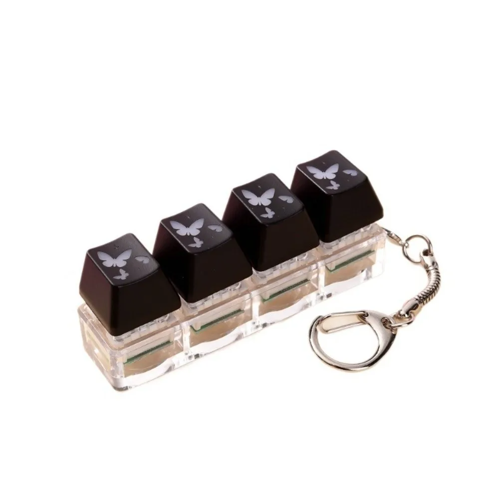 New 4 Key Keycap Keychain Shining LED Button Keyboard Keychain Keyboard Design Portable Stress Relief Fidget For Anxiety Relief