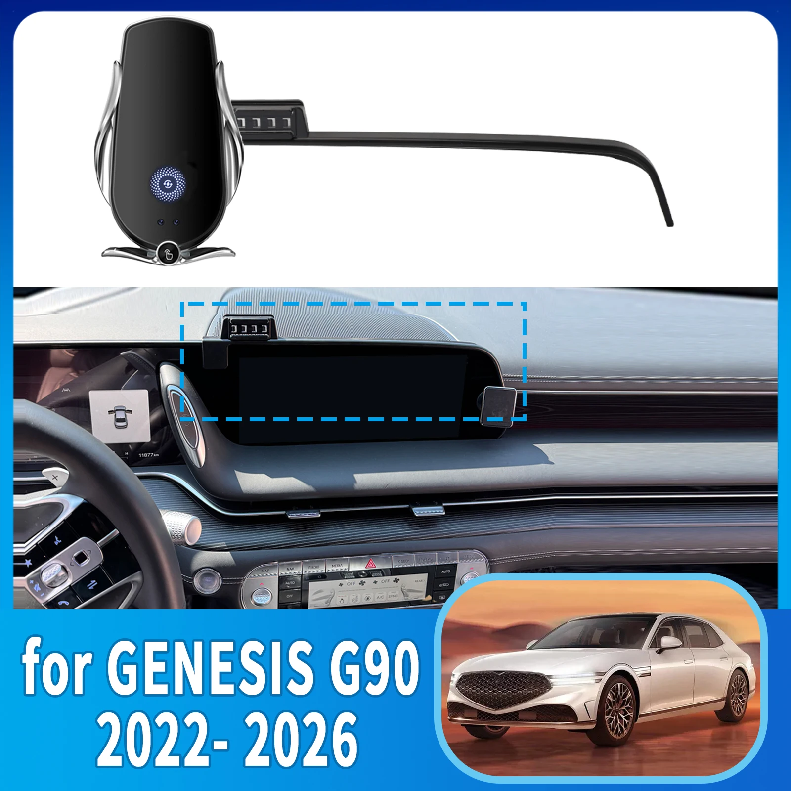 

Держатель-подставка для телефона с защитой от тряски для GENESIS G90 2022 2023 2024 2025 2026 ​ ​ Специализированный автомобиль ​ ​ аксессуары