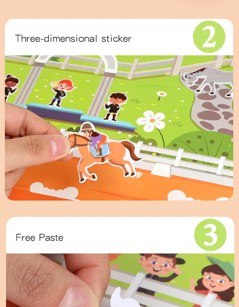 Kinder DIY Aufkleber Buch Blase Szene Aufkleber Gelee Paste Spielzeug Kinder Tragbare Wiederverwendbare Ruhig Beschäftigt Paste EIN Buch – Detail 10