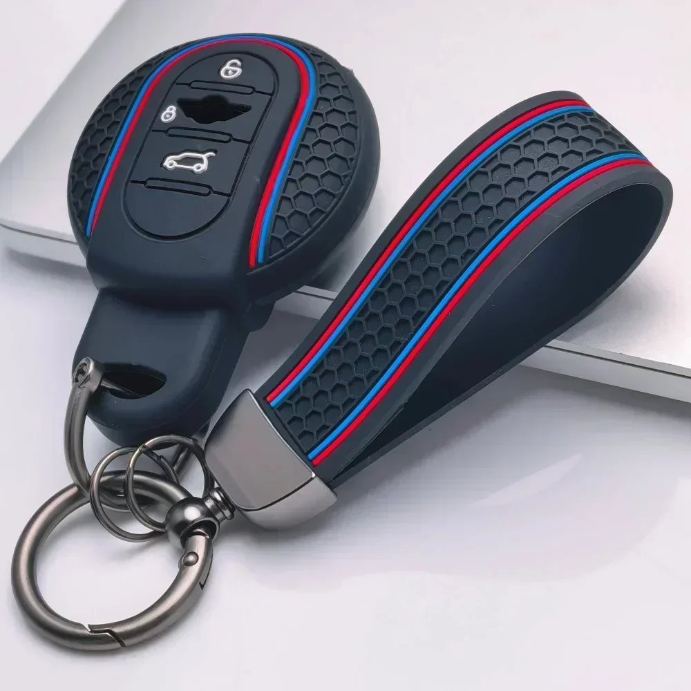 Silicone Shell Fob Holder Accessories for BMW Mini Cooper F55 F56 F57 F54 F60 JCW Clubman Countryman Car Remote Key Case Cover view 2