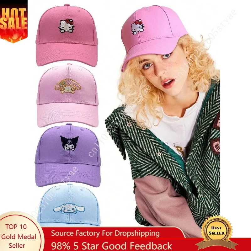 1pc Sanrio Adjustable Baseball Cap with HelloKitty Kuromi, Melody & Cinnamoroll Embroidery Sun Protection Hat for All Seasons