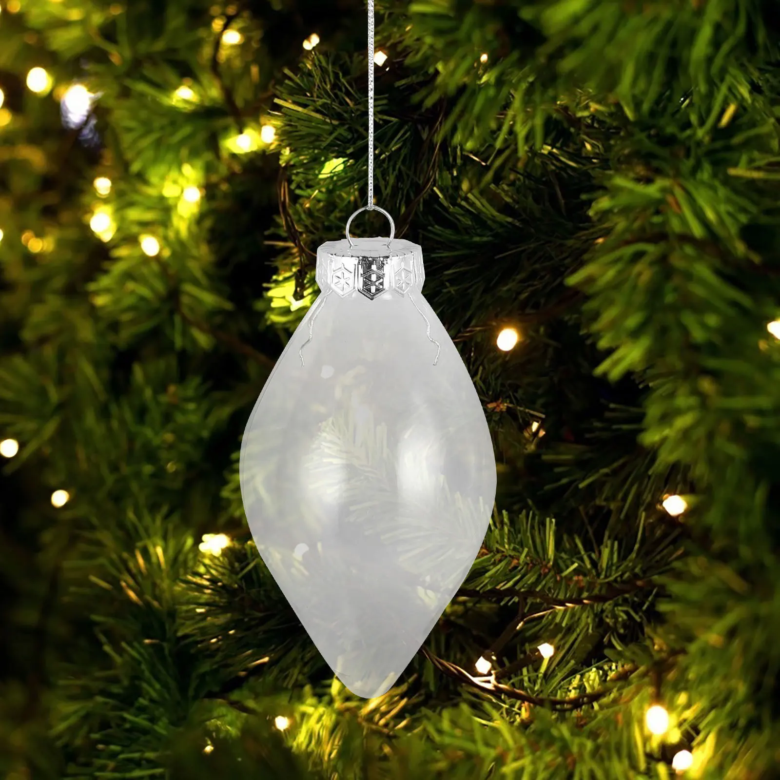 

6Pcs Christmas Ball Ornaments Transparent Light Bulb Clear Plastic Fillable Balls Christmas Tree Hanging Decorations Holiday