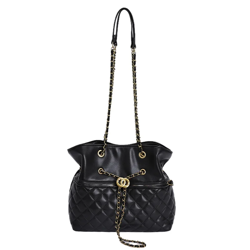 

2024 Роскошное шикарное стеганое ведро на шнурке, брендовая дизайнерская женская сумка-тоут с узором Argyle, модная вечерняя сумка на плечо