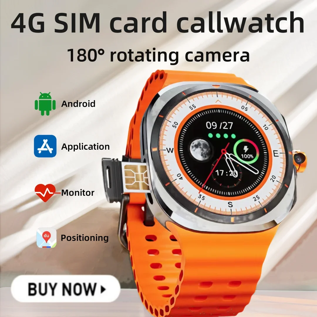 

New u8 ULTRA Android Smart Watch 4G All Network 5G Sim Card GPS WIFI Rotating Camera Global Call Amoled Screen Smart Watch Men