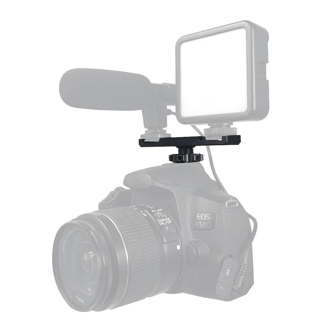 Adattatore per slitta tripla/doppia fredda 1/4 "barra di prolunga di montaggio staffa Video di registrazione per treppiede DSLR fotocamera luci di riempimento microfono