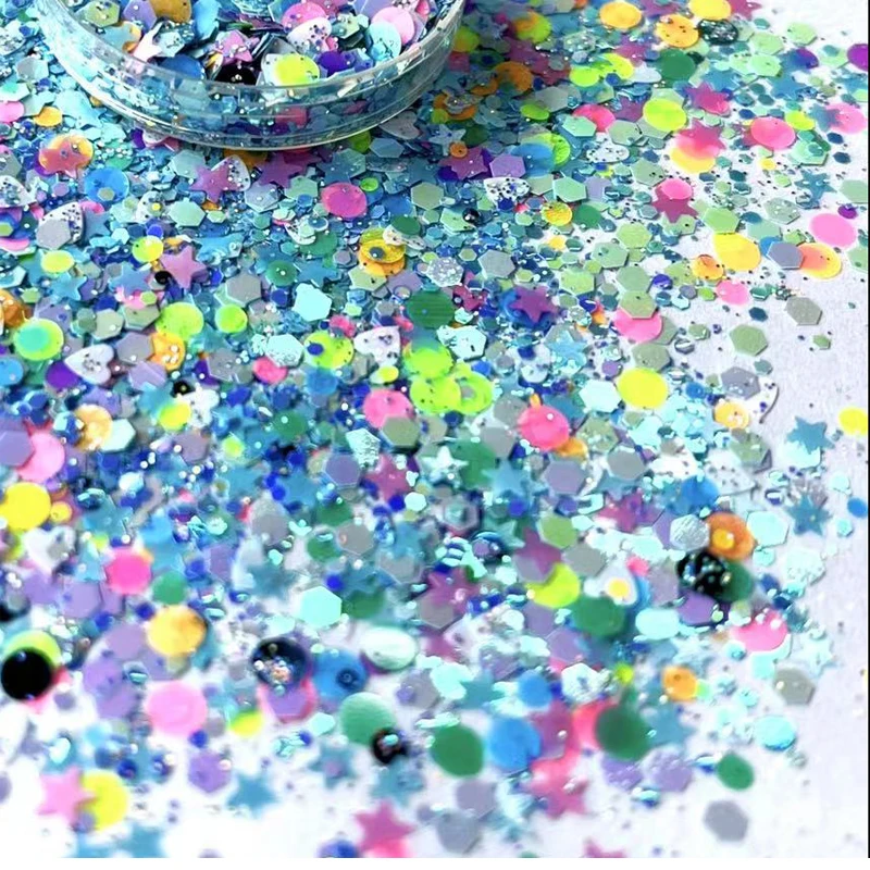 50g Glitter Epoxy Resin Filling Rainbow Filler DIY Mix Star Heart Candy Color Sequins For Slime Jewelry Making Nail Tumbler Cup