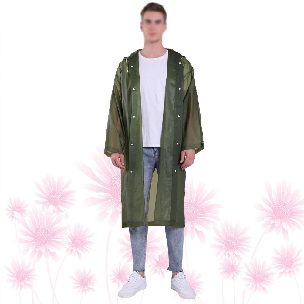 

Green Eva Portable Reusable Adult Raincoat Hooded Lightweight Durable Outdoor Rain Poncho for Hiking Camping Fishing