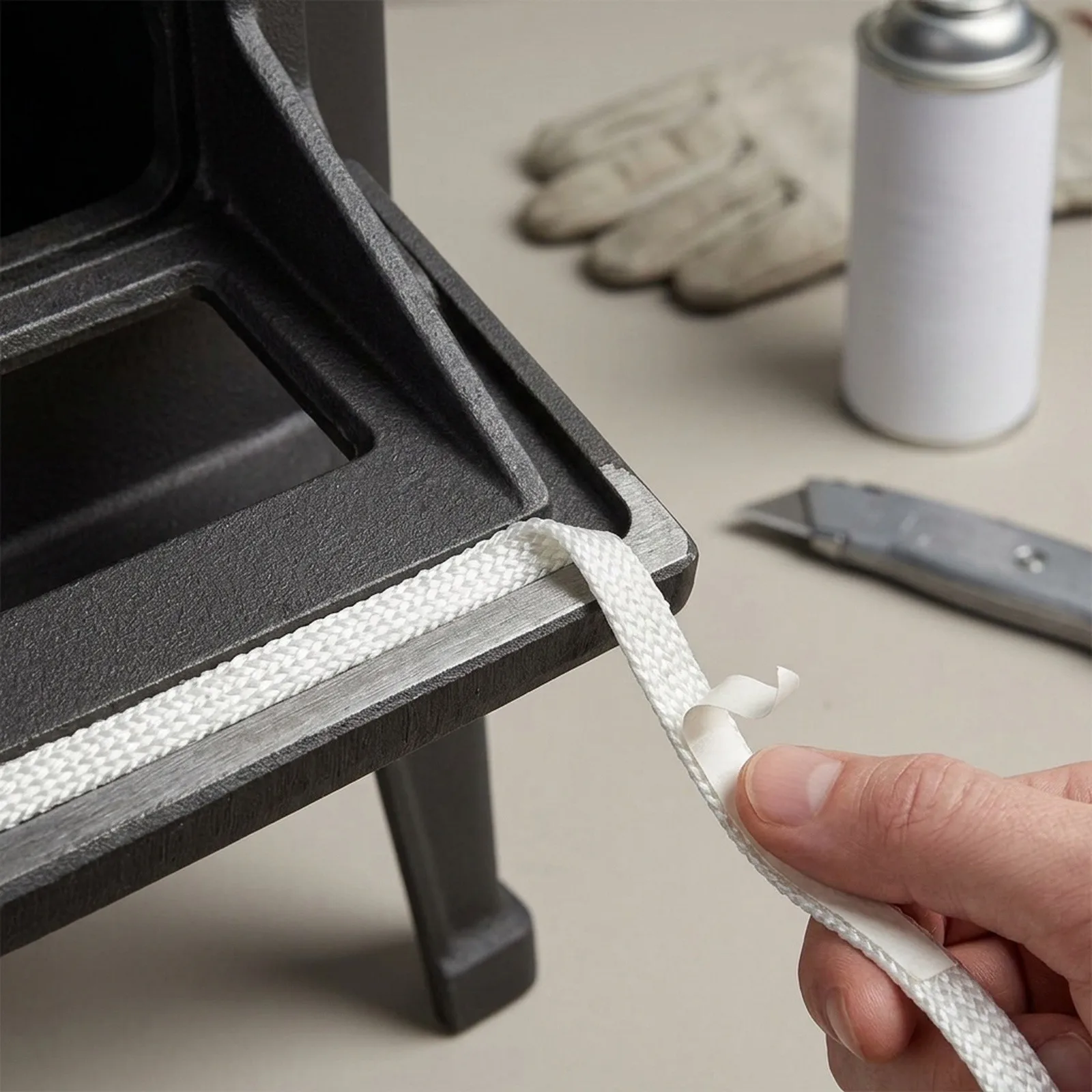 Glass Seal Flat Stove Rope Fiberglass 10mm Width High Temperature Resistance White Lightweight Practical Glass