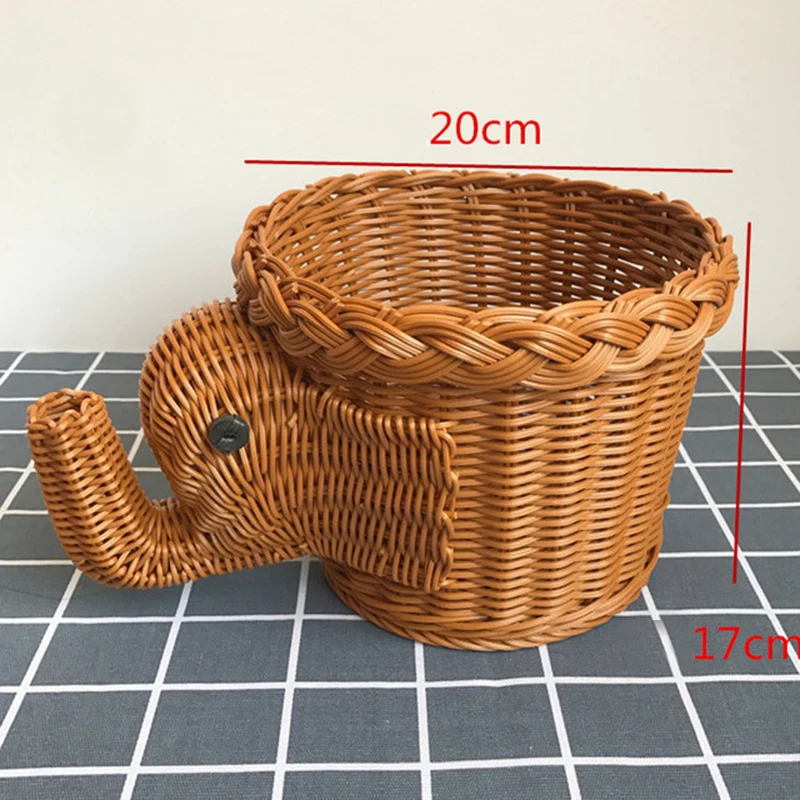 Rattan Woven Fruit Basket Cute Shape Fruit Bowls Tray Vegetable Snack Basket Novelty Animal Shaped - view 4