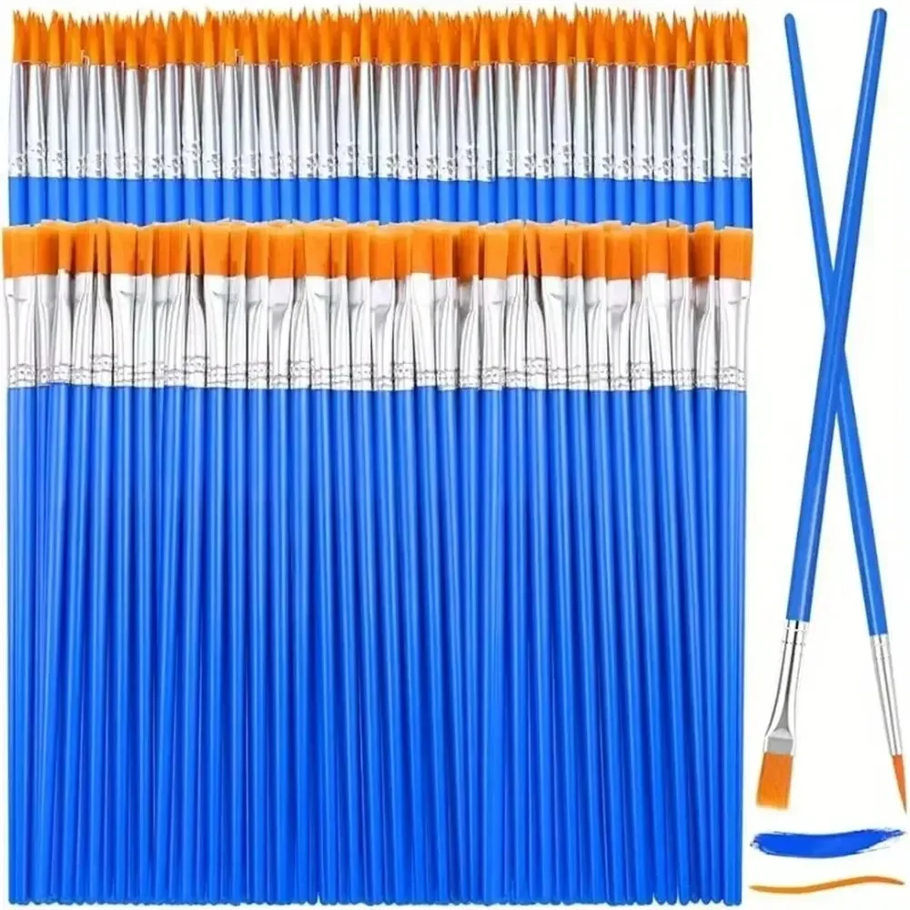 30pcs fine nylon flat detail paint brushes for watercolor, drawing & painting. Ideal student art stationery supplies