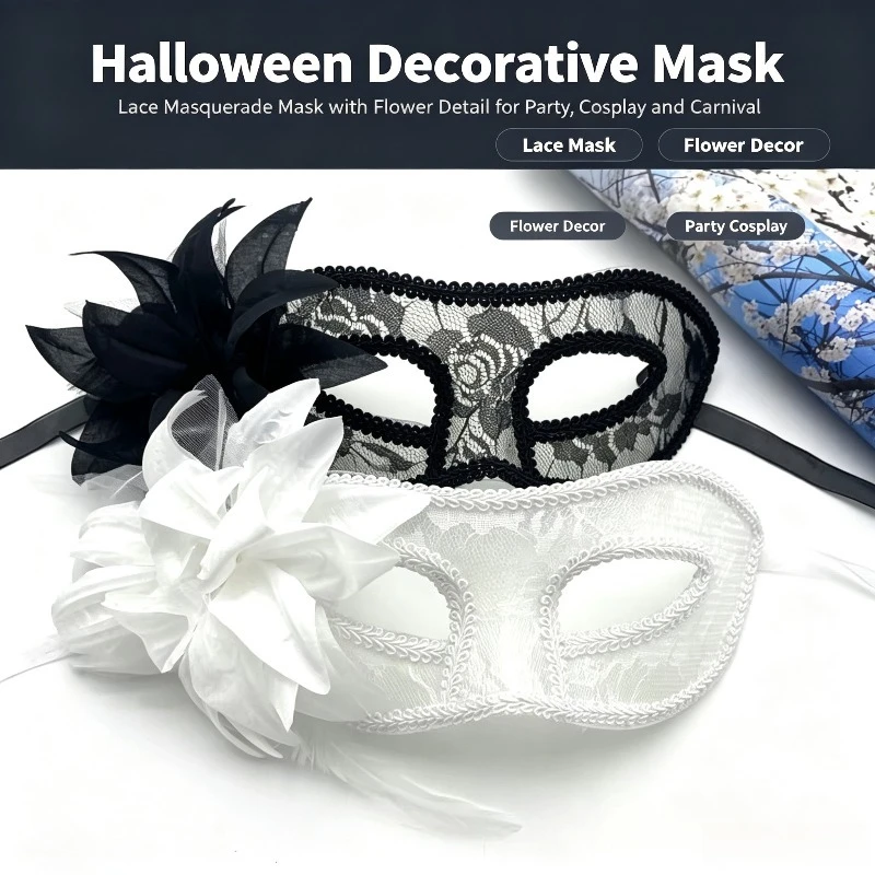 1PC Halloween Half Face Mask Glitter Lace Eyemask Masquerade Party Cosplay Costume Decor Adult Performance Prop
