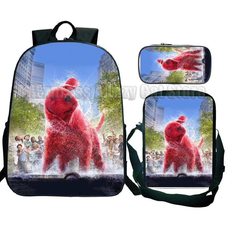 Clifford the Big Red Dog School Bags 3pcs Children's Boy School Bag For Teenage Kids Backpack Anime Travel Rucksack