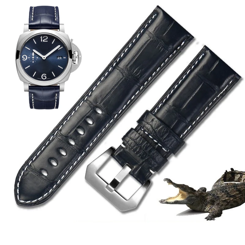 For Panerai automatic mechanical watch PAM441 PAM111 PAM01274 1135 1144 1313 crocodile leather strap men watchband 22mm 24mm