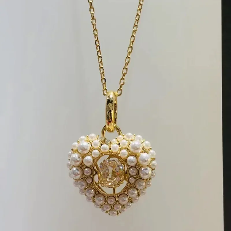 

2025 New Original Fine Jewelry Set Charm Beating Heart Shaped Crystal Fashion Necklace Ring Earring for Women's Anniversary Gift