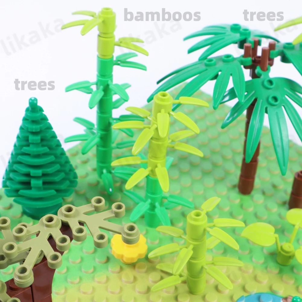 100PCS Tree Plants Accessories Parts Building Blocks Toys Compatible Grass Hills Bush Jungle Blocks MOC City Friends Bricks