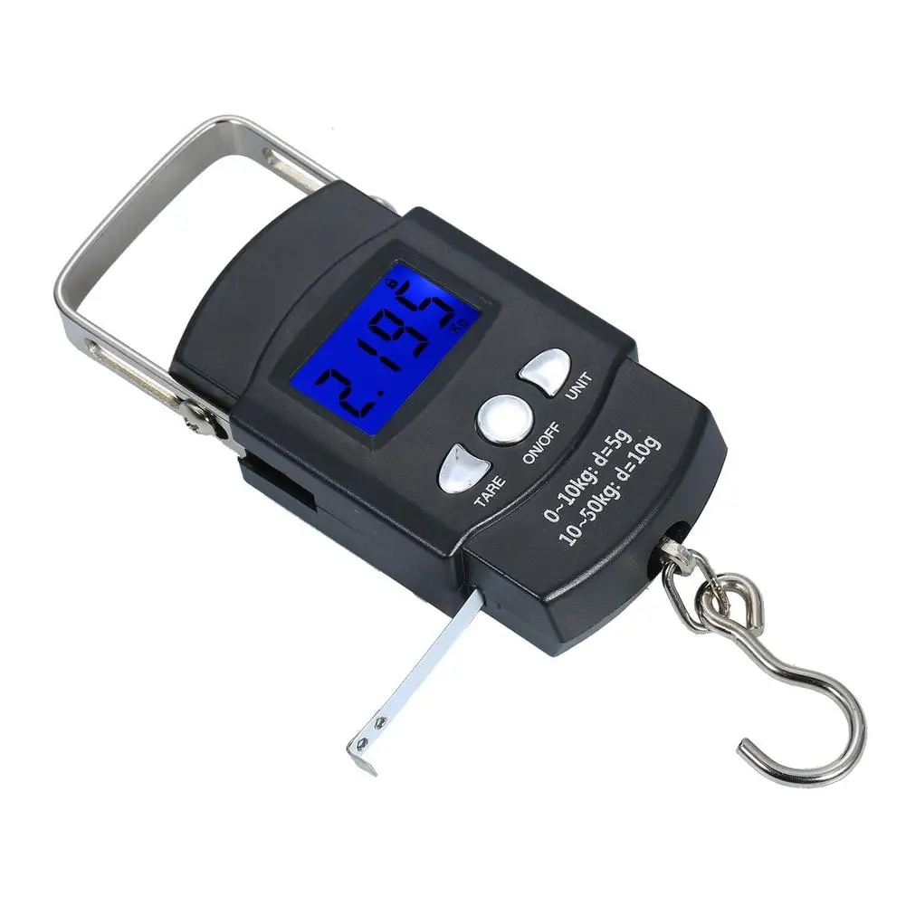 

Digital Portable Fishing Scale 110lb/50kg Lcd Screen Portable Electronic Scale With Measuring Tape Ruler Dropshipping