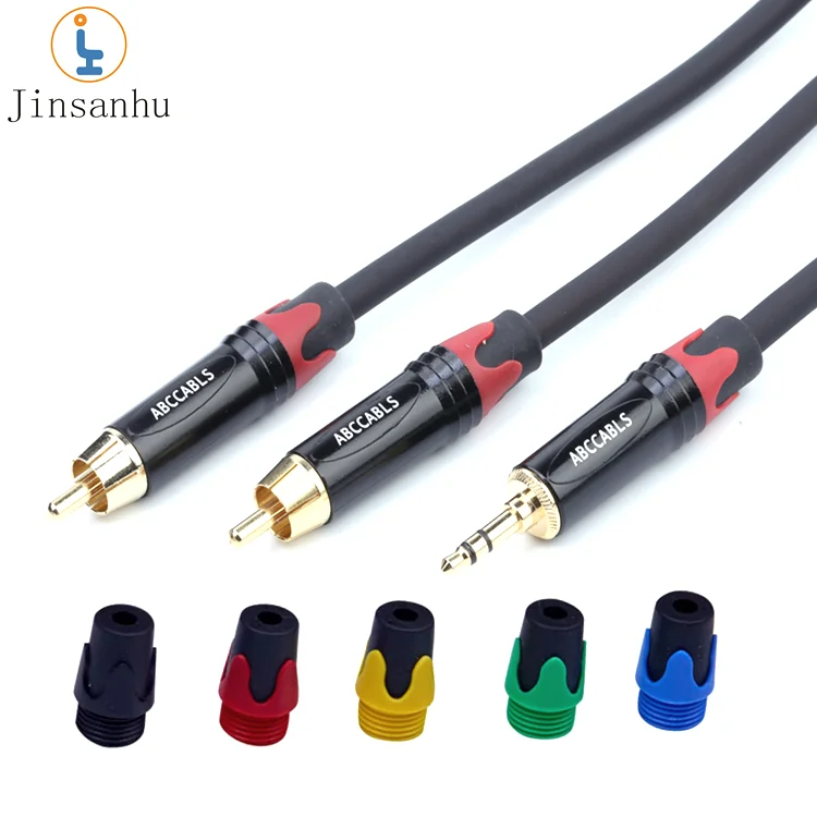 3.5mm 2 RCA AUX Splitter Stereo Male Male Audio Video Jack Cable PVC Jacket Combination Shielding Stock for Speaker Application