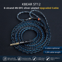 KBEAR ST12 8 Core Silver-Plated Upgraded Headphone Cable With 3.5/4.4mm 2PIN/QDC/MMCX Iem Cable For KZ Earphones HIFI Headset