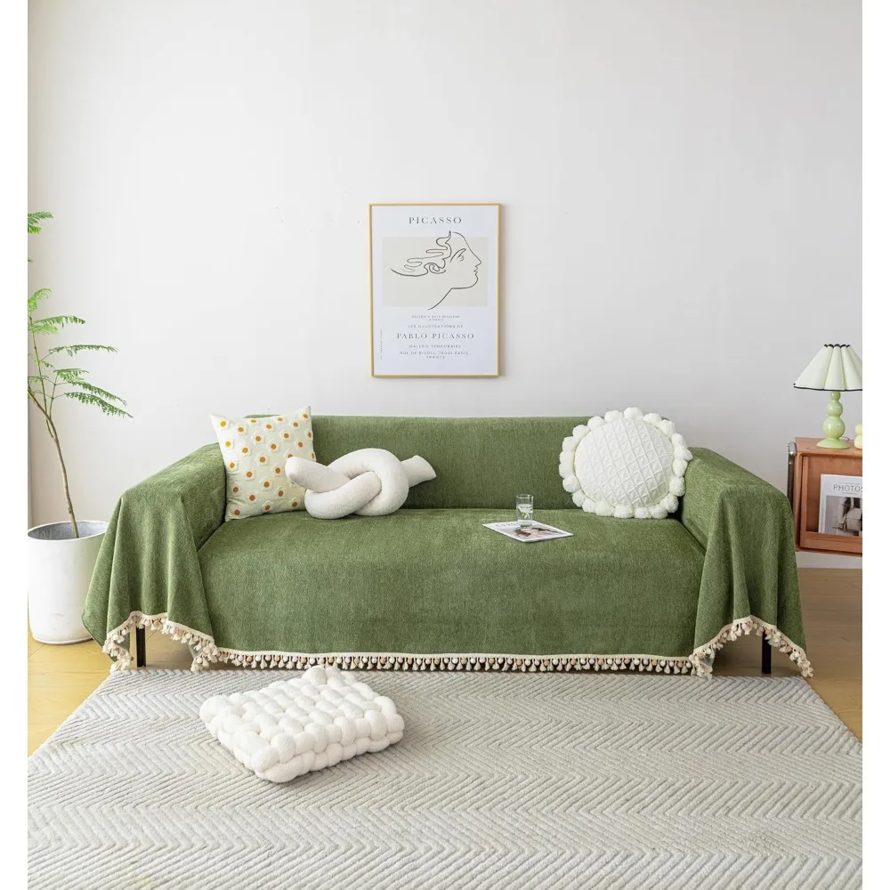 

Sofa ,Cover Vintage Couch Cover for Dogs 91" X150" Couch Cushion Covers with Tassel Herringbone, Sofa