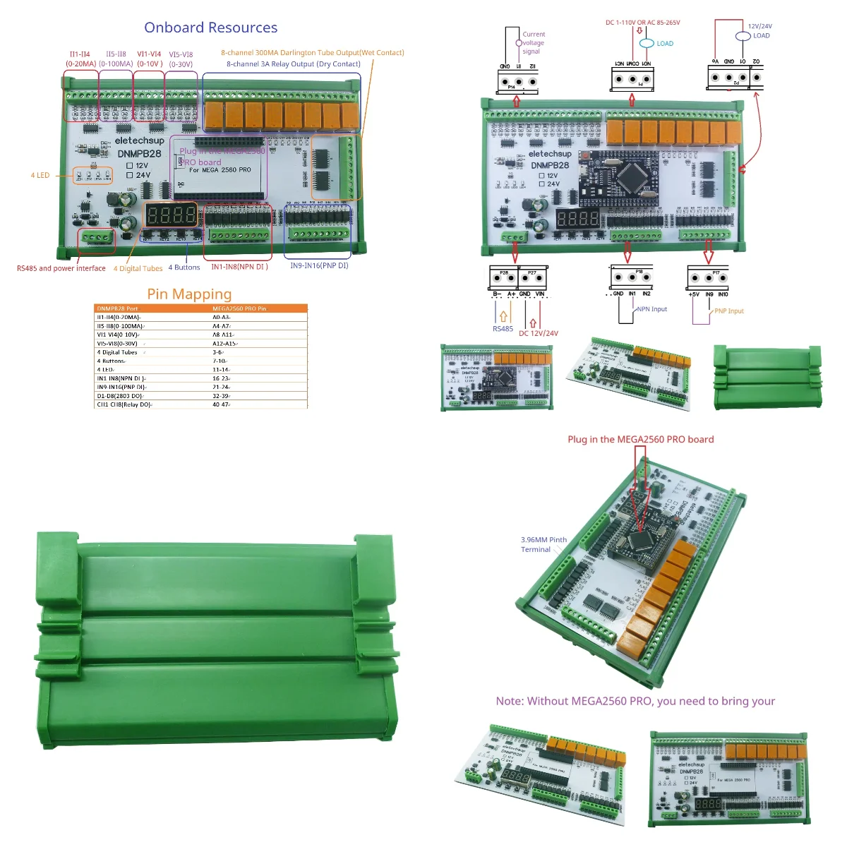 

16AI-16DI-16DO 4-20MA 0-10V Current Voltage Dry Wet Contact MOS RS485 Relay 12V 24V MEGA2560 Pro Simple PLC IO Board for Arduino