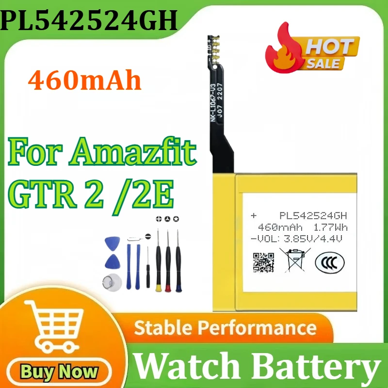 

Аккумулятор PL542524GH на 2025 год, 460 мАч для Amazfit GTR 2/2E, аккумулятор для умных часов PL542524 542524 + инструмент
