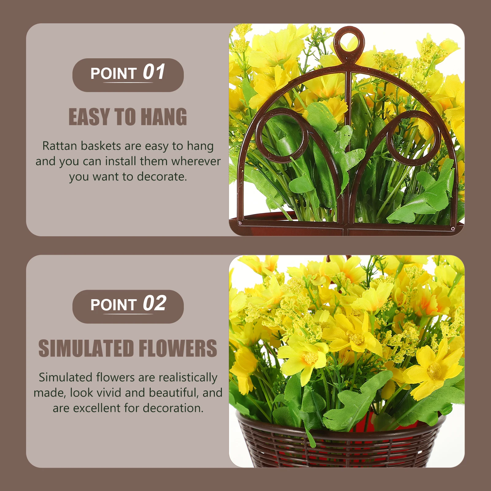 

Simulation Flower with Basket Hanging Decor Artificial Blue Baby Breath Wreath for Wall Home Office Garden Fence Decoration