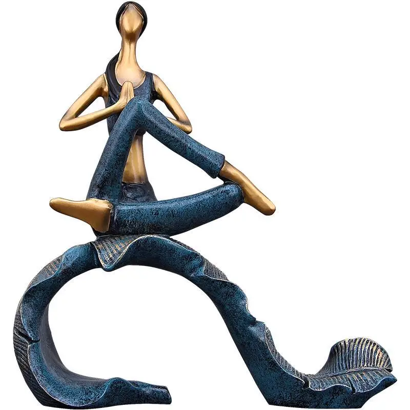 New Modern Minimalist Yoga Pose Girl Figurine Gym Sports Element Decorative Craft Ornament