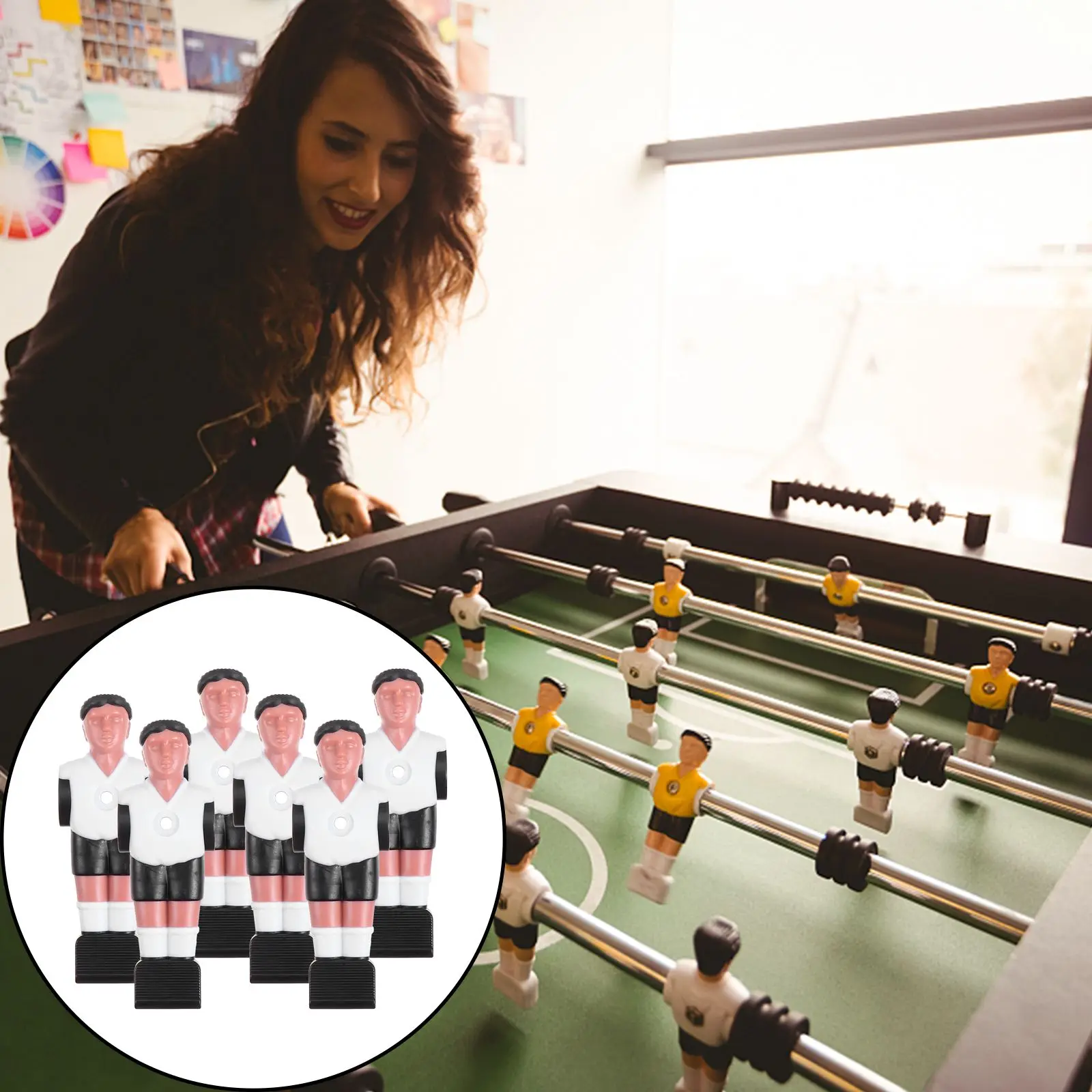 

6Pcs Table Soccer Men Tournament Style Replacement High Durability Impact Resistant Plastic Color Fits Standard Foosball