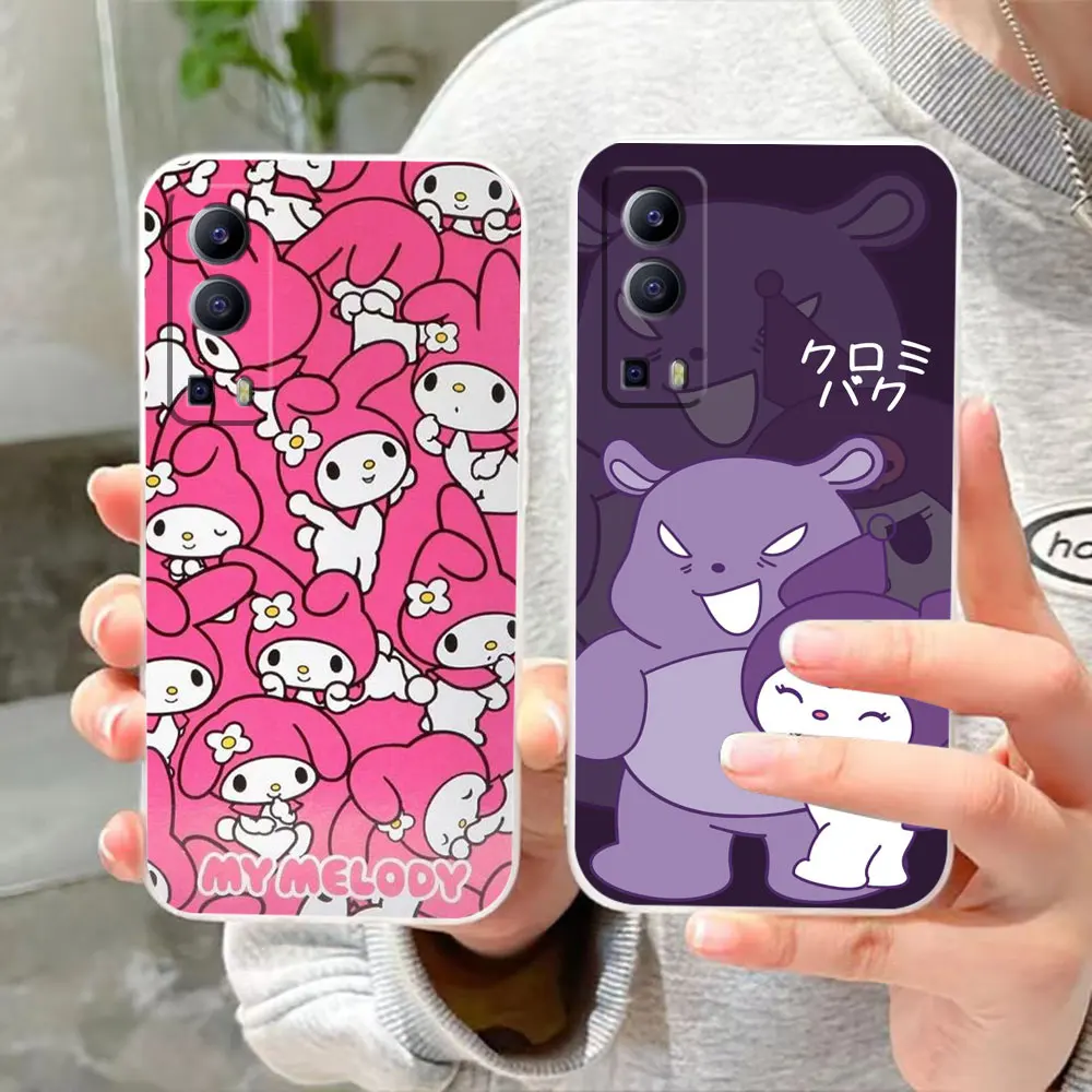 Clear Phone Case For VIVO Y30 Y32 Y33S Y50 Y51 Y52S Y53S Y55S Y76 Y78 V20 V21 V23 V25 V27 5G 4G Case Funda Cat K-Kuromi M-Melody