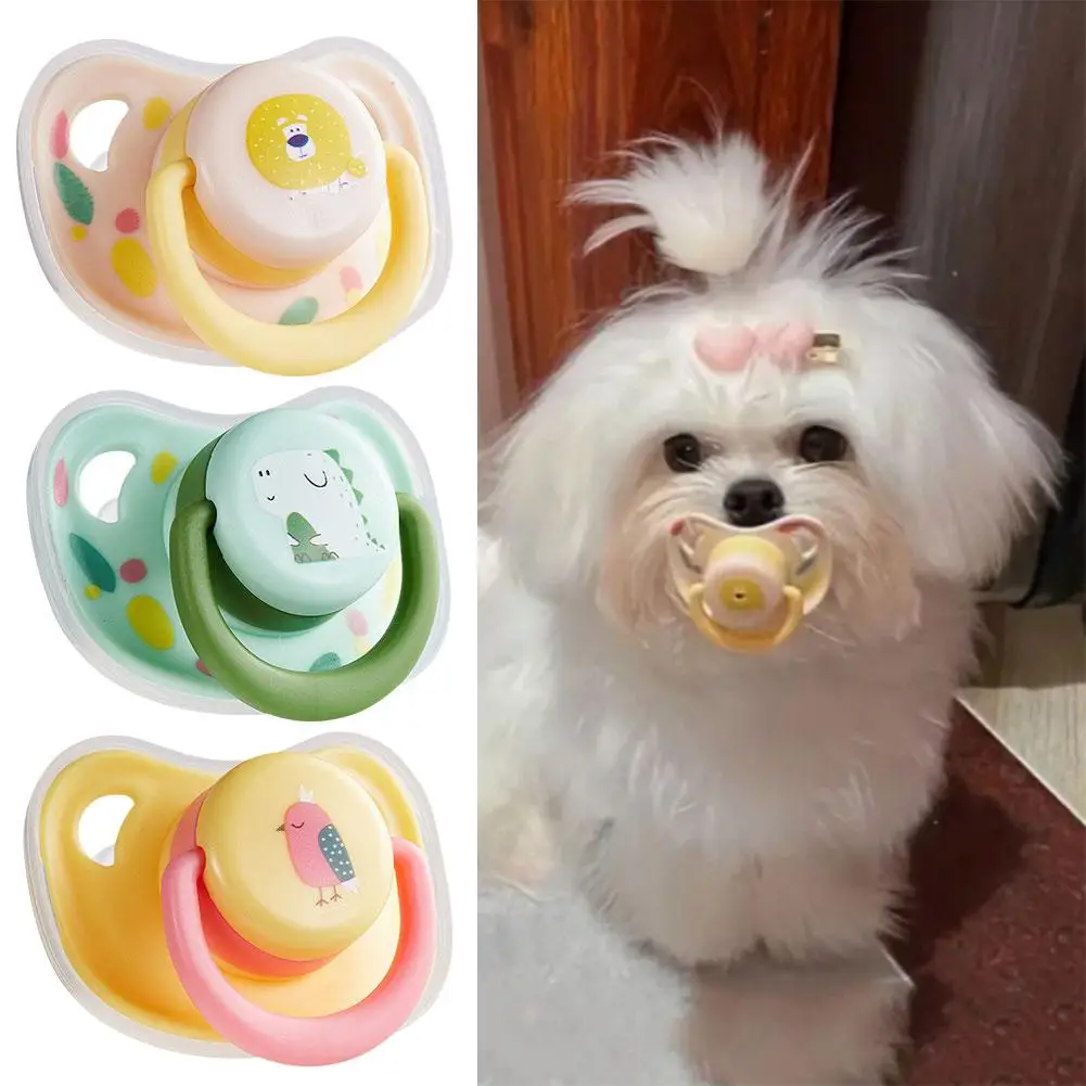 Practical Pet Calming Pacifier Soft Silicone Dog Teeth Grade Silicone Resistant Cat Food Supplies Toy Molar Bite Chew N5T1