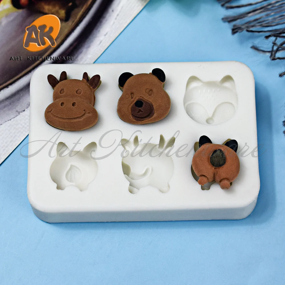 6 Cells Animals Silicone Mold Fondant Cake Decoration Silicone Mold Hand Made Decorating Chocolate Candy Silica Gel Mold