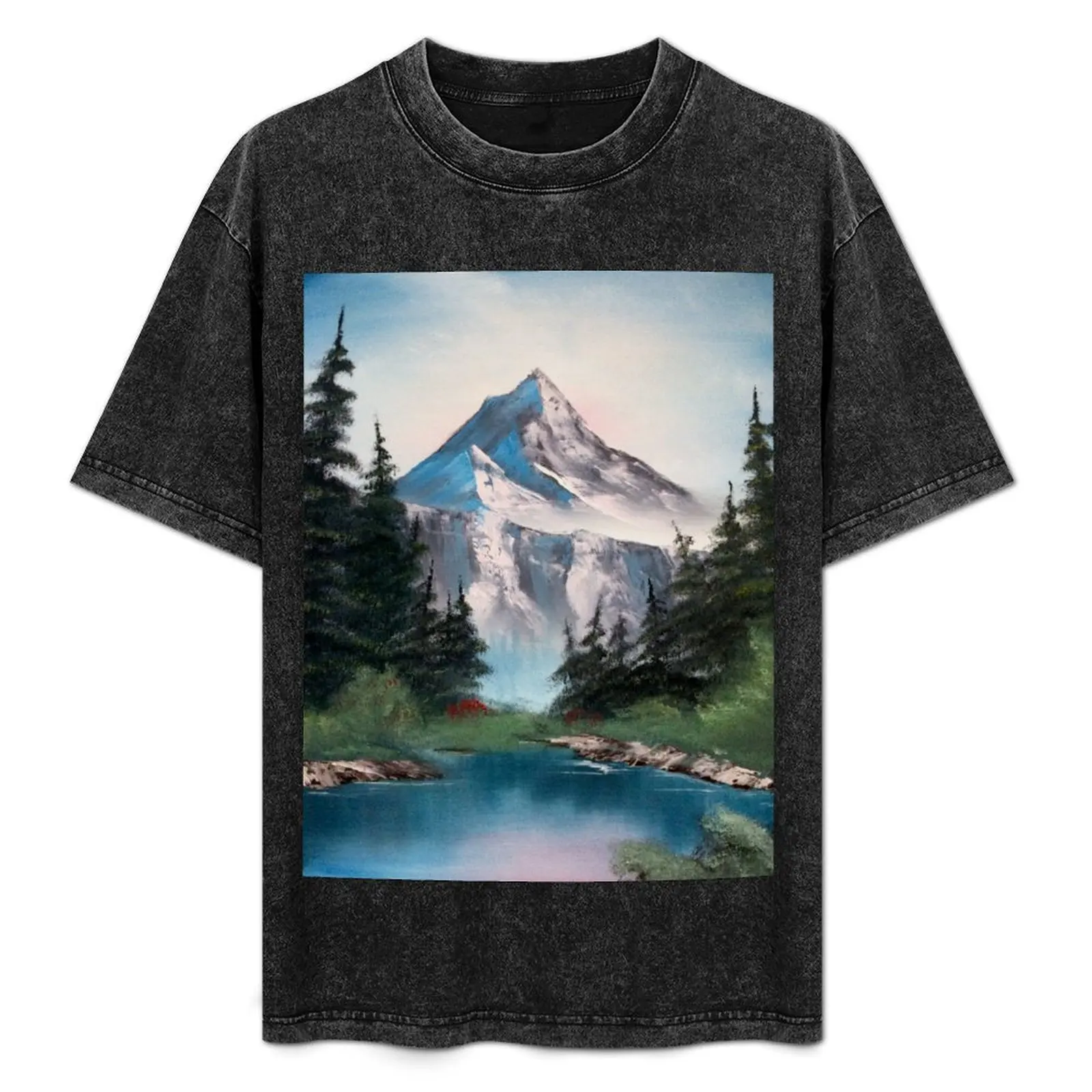 

Pink Mountains T-Shirt Minimalist Graphic Tee Shirt