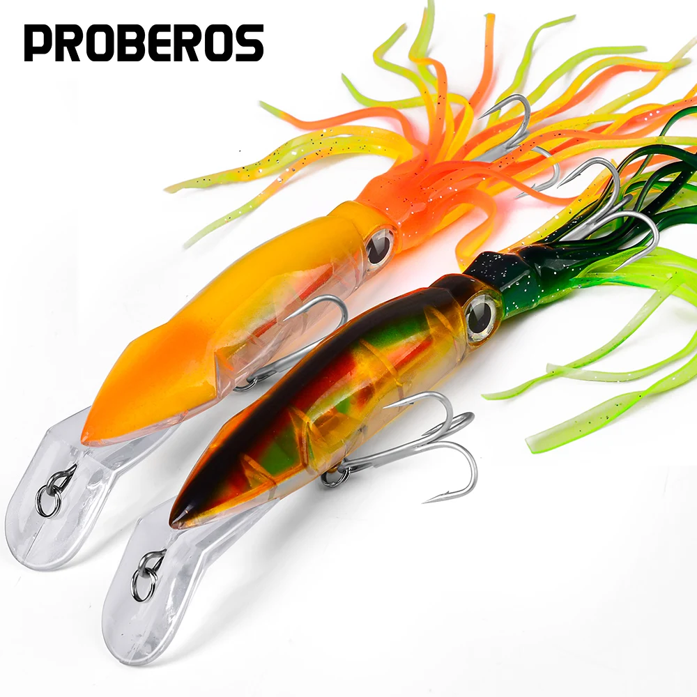 

PROBEROS 1PCS Foating Octopus Lure 14cm-40g Topwater Fishing Lure Laser Skin Artificial Hard Wobbler Long Casting Bass Swimbait