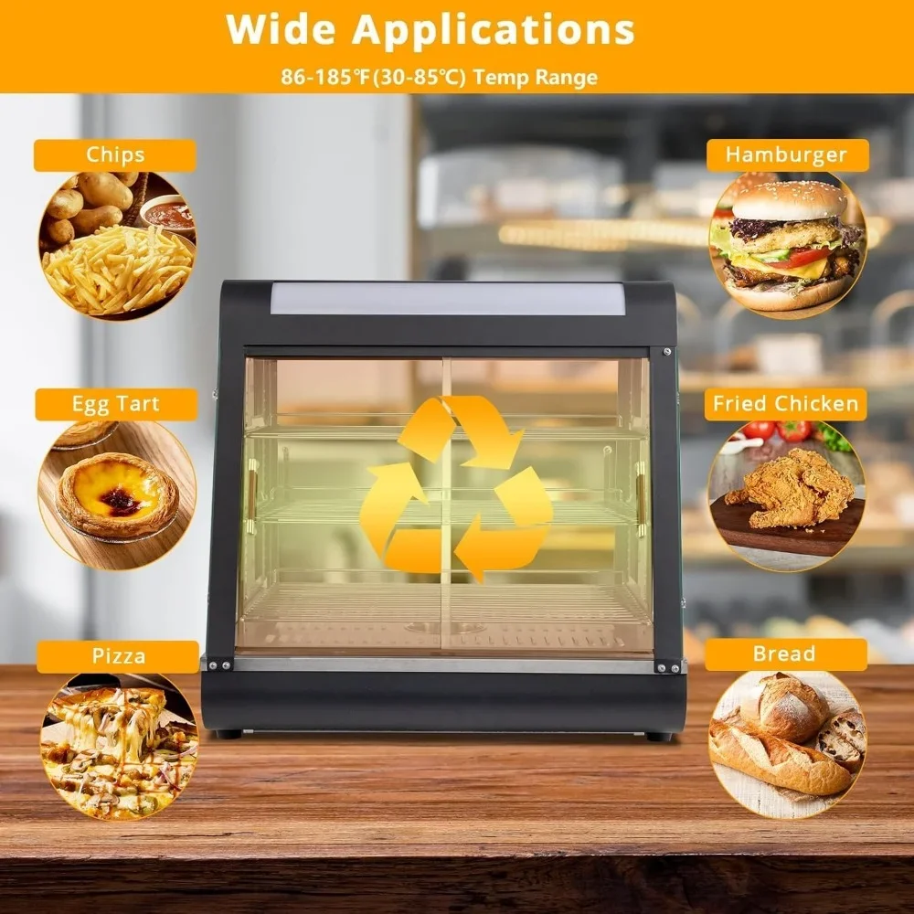 Vitrina de pastelería, expositor de calentador de alimentos eléctrico comercial de 3 niveles, estantes extraíbles ajustables, vitrina de refrigerador