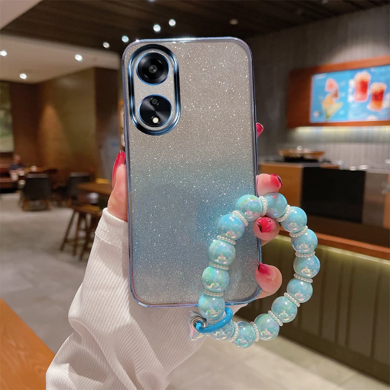 

✨A38 A57s Glitter Soft TPU Phone Case for Oppo A38 A31 A53 A54 A55 A57s Anti-Slip Shockproof Cover with Bracelet for Women Gift