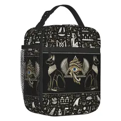 Egyptian Cats Portable Lunch Boxes Multifunction Ancient Egypt Eye of Horus Thermal Cooler Food Insulated Lunch Bag Office Work