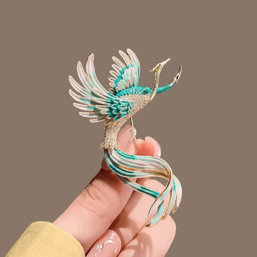 Colorful Rhinestone Phoenix Brooch Women Men Clothing Accessories Enamel Animal Brooch Bird Design Pin Jewelry Gift