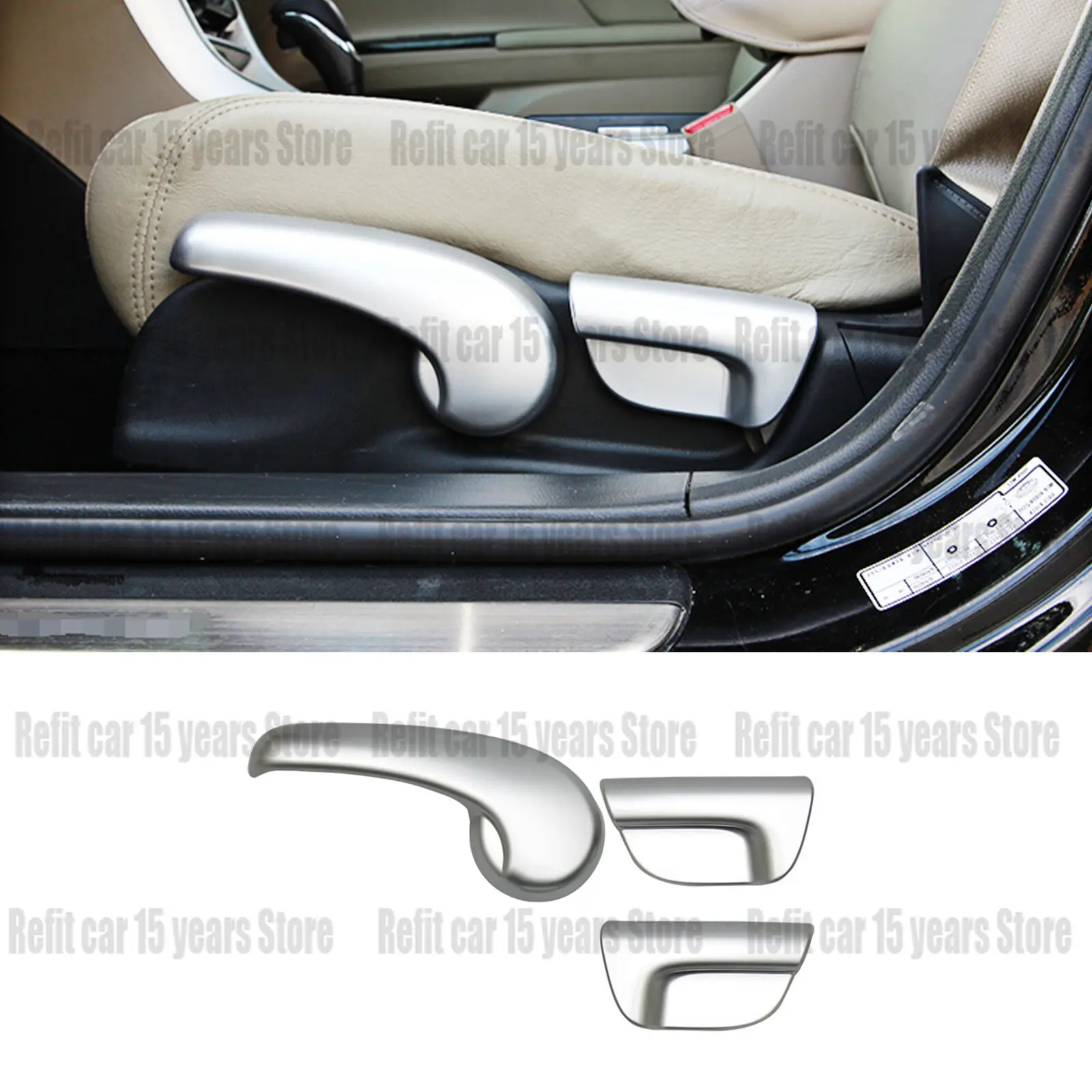 FOR Honda Accord 8th 2008-2012 3pcs Silver Seat adjust Handle Button cover trim car acesssories