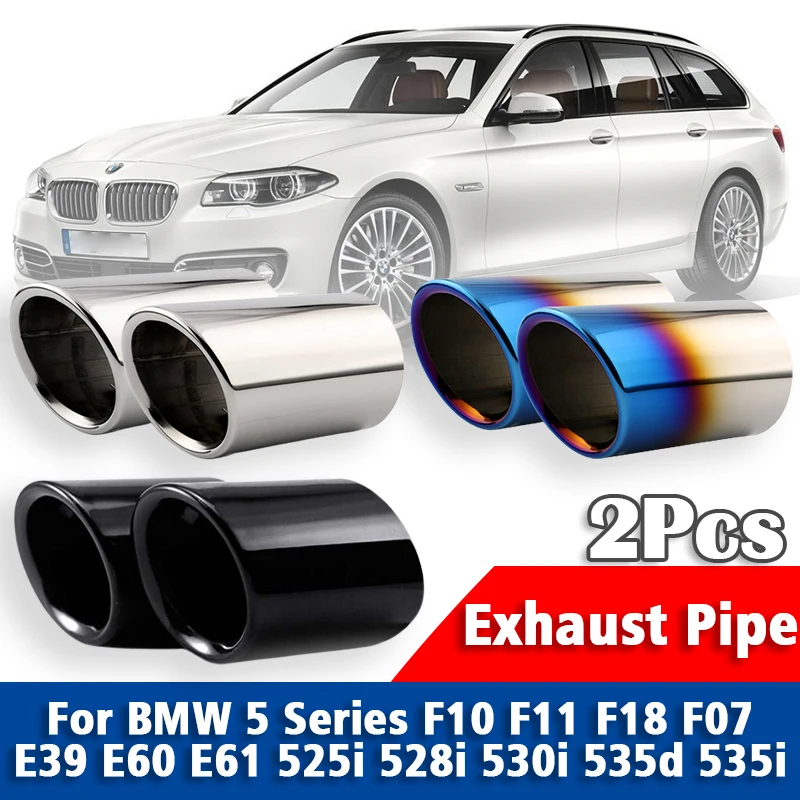 

2Pcs Stainless Steel Exhaust Pipe Muffler For BMW 5 Series F10 F11 F18 F07 E39 E60 E61 525i 528i 530i 535d 535i Car Accessories