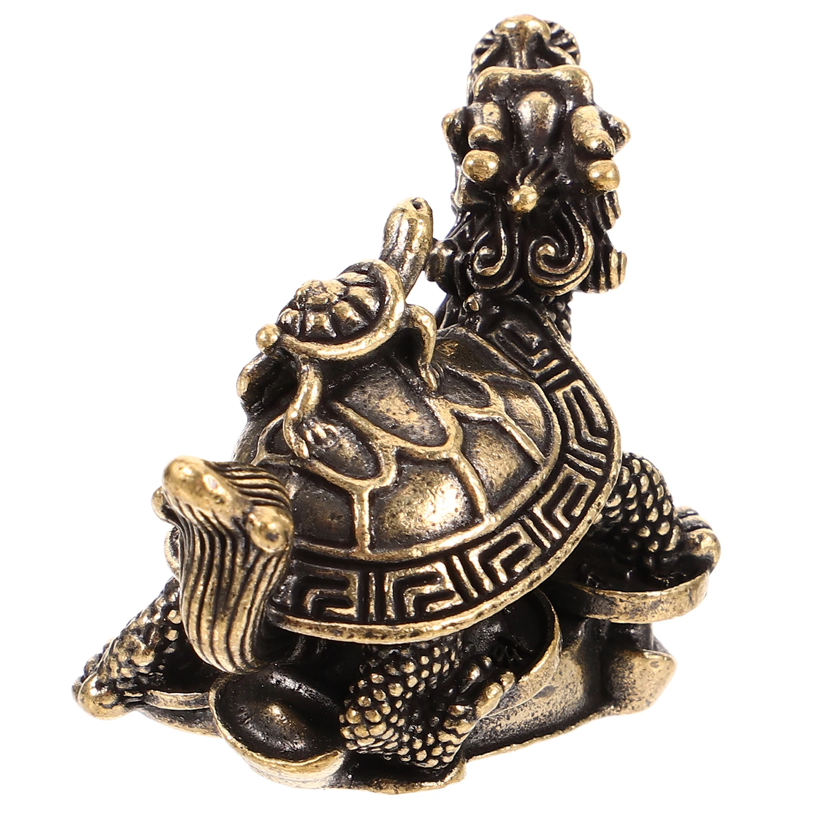 

Copper Dragon Turtle Statue Decor Vintage Miniature Animal Sturdy Desktop Ornament Space-Saving Cabinet Decoration